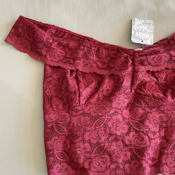 NWT Free People Lace Off the Shoulder Brami Bralette, Rouge (Marooon) - Picture 5 of 8
